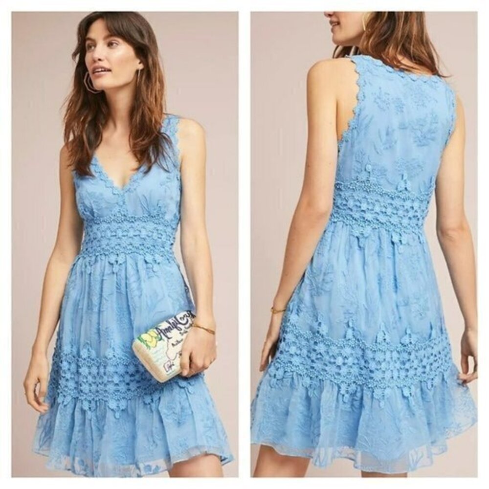 Ranna Gill Estele Lace Midi Dress - Blue